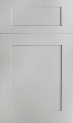 A close up of a white cabinet door on a white background.