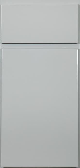 A close up of a white cabinet door on a white background.