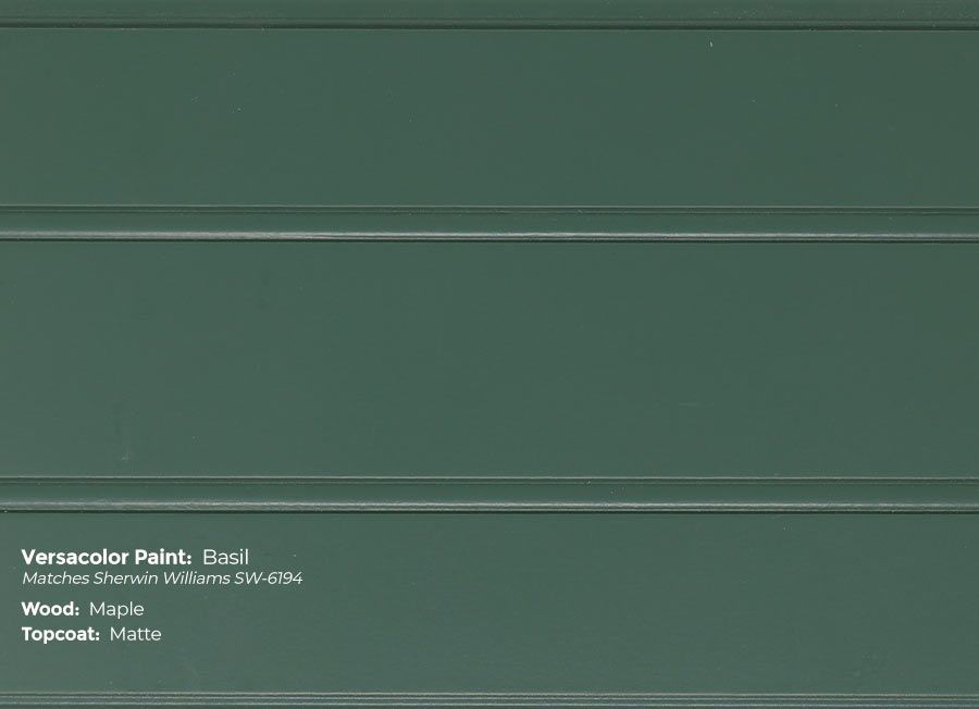 A close up of a green siding with a description of the color.