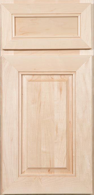 A close up of a wooden cabinet door on a white background.