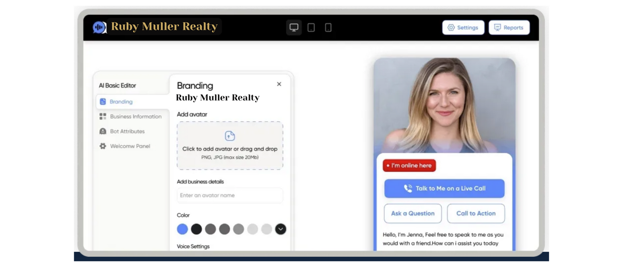 A screenshot of a website with a picture of a woman on it.