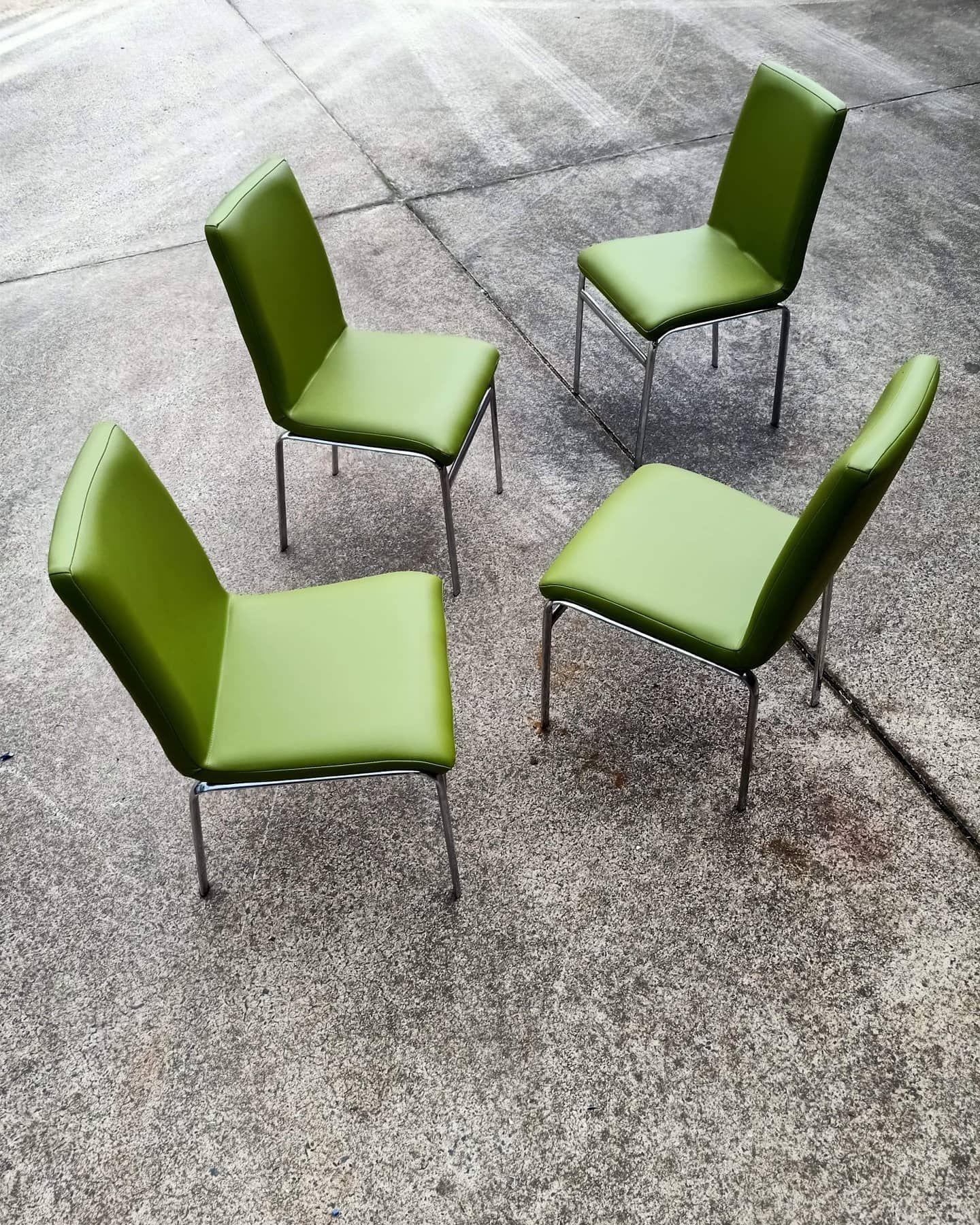 A Four Green Chairs With Silver Legs — Cupitt's Quality Upholstery in Yamba, NSW