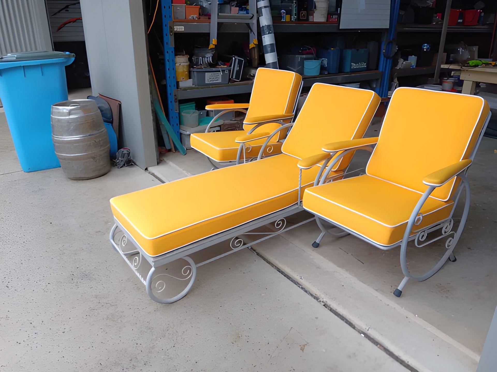 A Yellow and White Outdoor Furniture — Cupitt's Quality Upholstery in Lismore, NSW