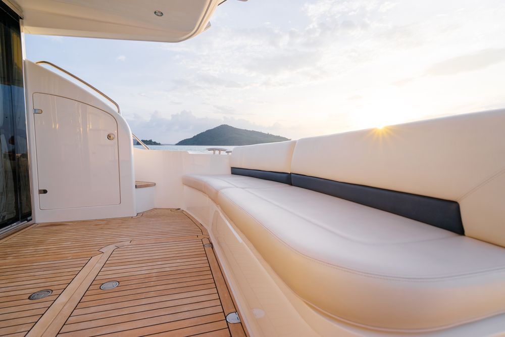 A Boat Deck With White Seating — Cupitt's Quality Upholstery in Rous, NSW
