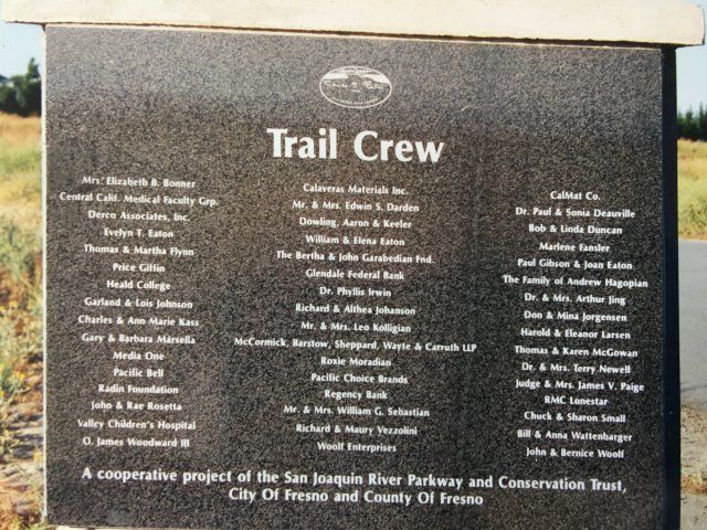 Trail Crew Contributors Engraved In Stone — Fresno, CA — Casaccia Art Memorials Inc.