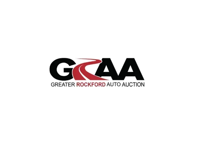 Logo for Greater Rockford Auto Auction: black letters