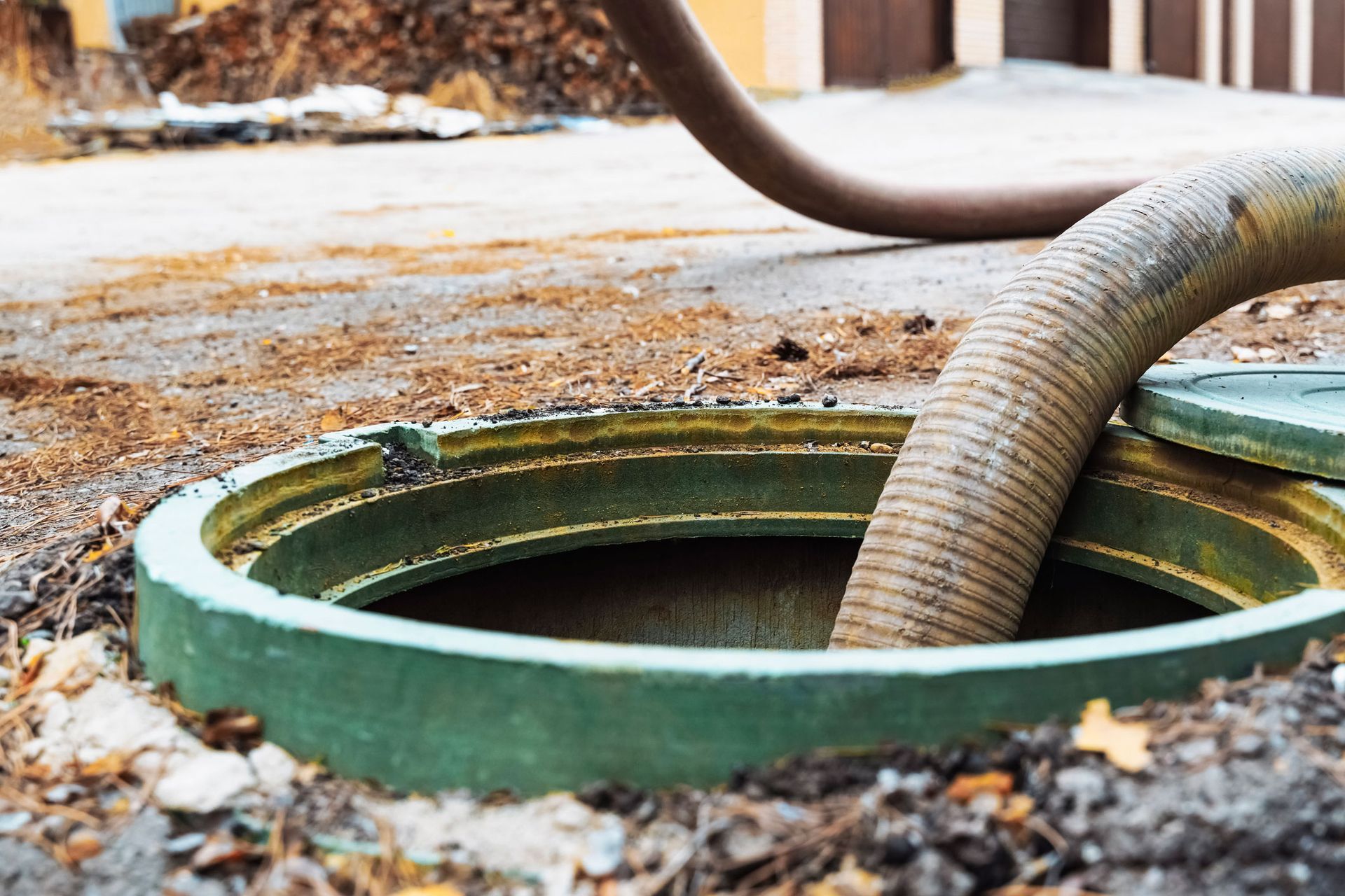 Pipe in septic tank highlighting reliable septic system pumping and safe sewage removal service. Pipe in septic tank highlighting reliable septic system pumping and safe sewage removal service.