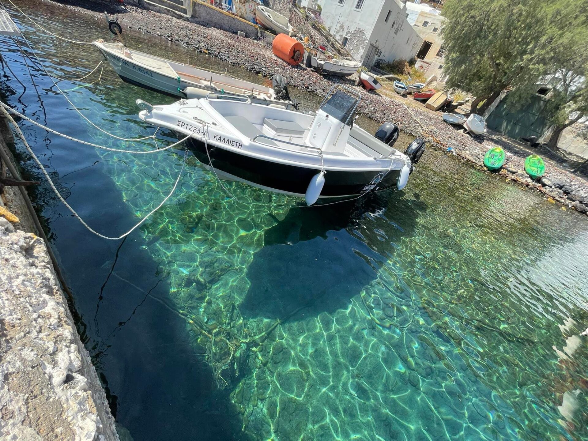 Our Rental Boat in the port of Ammoudi
