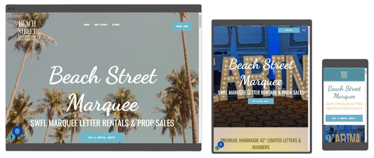 special event rentals website design