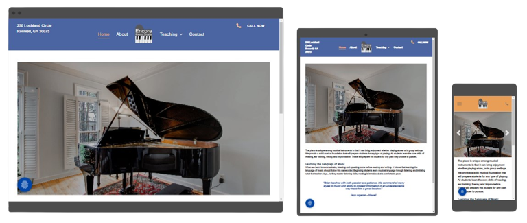 piano instructor website design