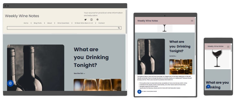 Wine Blog website design