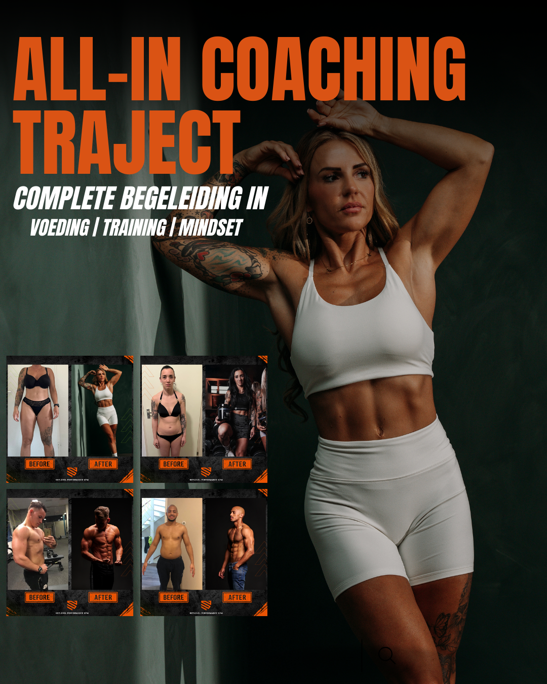 Man doet bankdrukken met spotter in de sportschool.