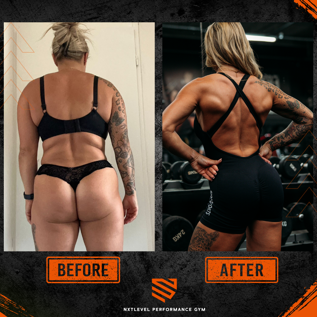 Man helpt vrouw met buikspieroefeningen in de sportschool. Vrouw met opgeheven benen en armen. Man in zwart tanktopje, vrouw in gebloemd topje.