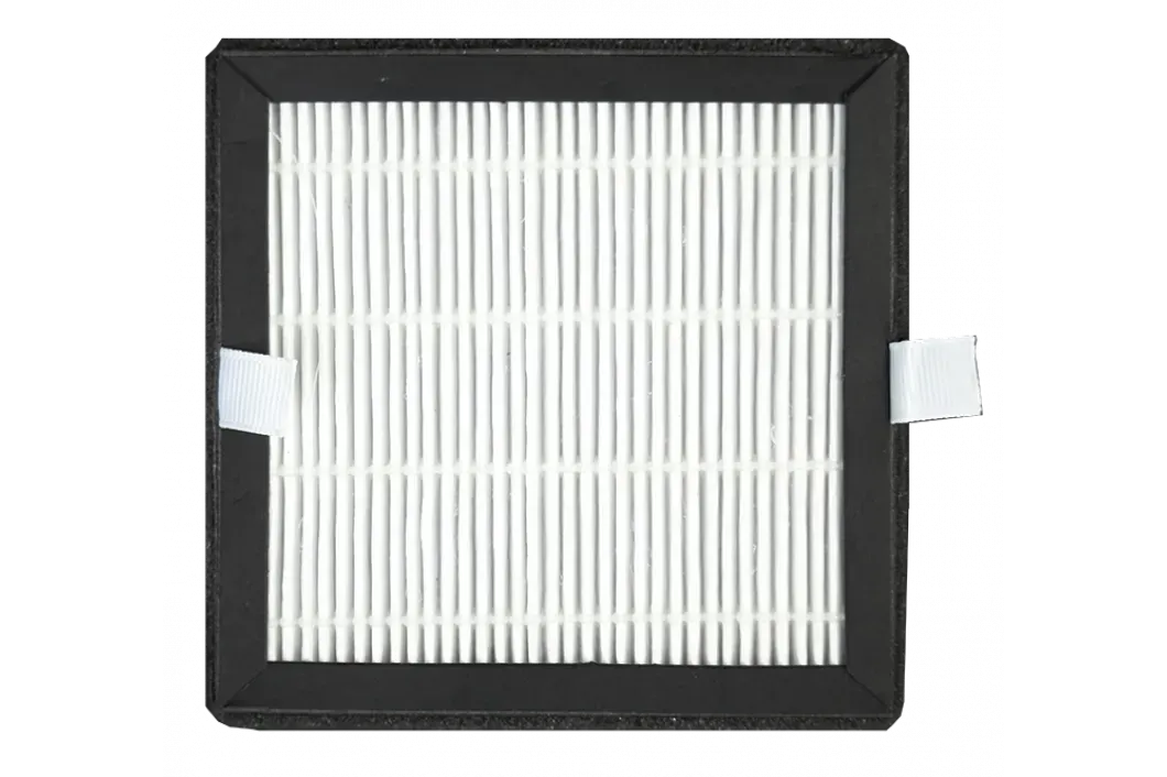 A white filter with a black frame on a white background.