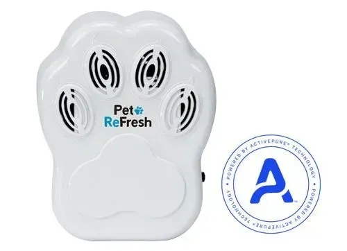 A white pet refresh device in the shape of a paw