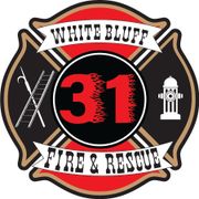 A white bluff fire and rescue logo with a fire hydrant