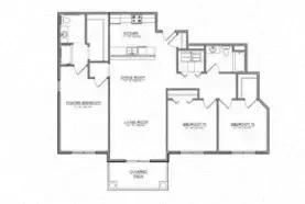 A black and white floor plan of a house.