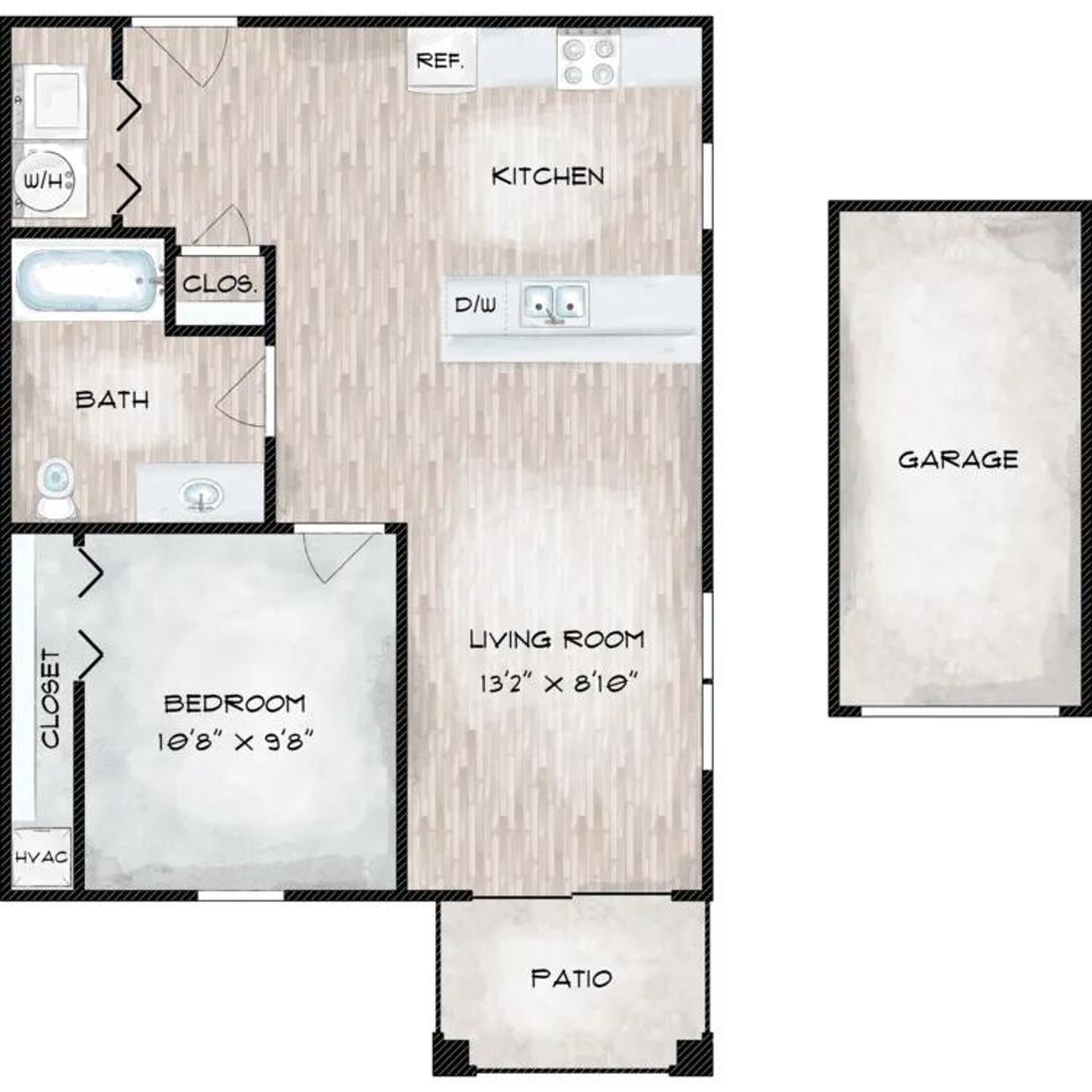 Apartment floorplan for The Groves on Devils Glen in Bettendorf, IA