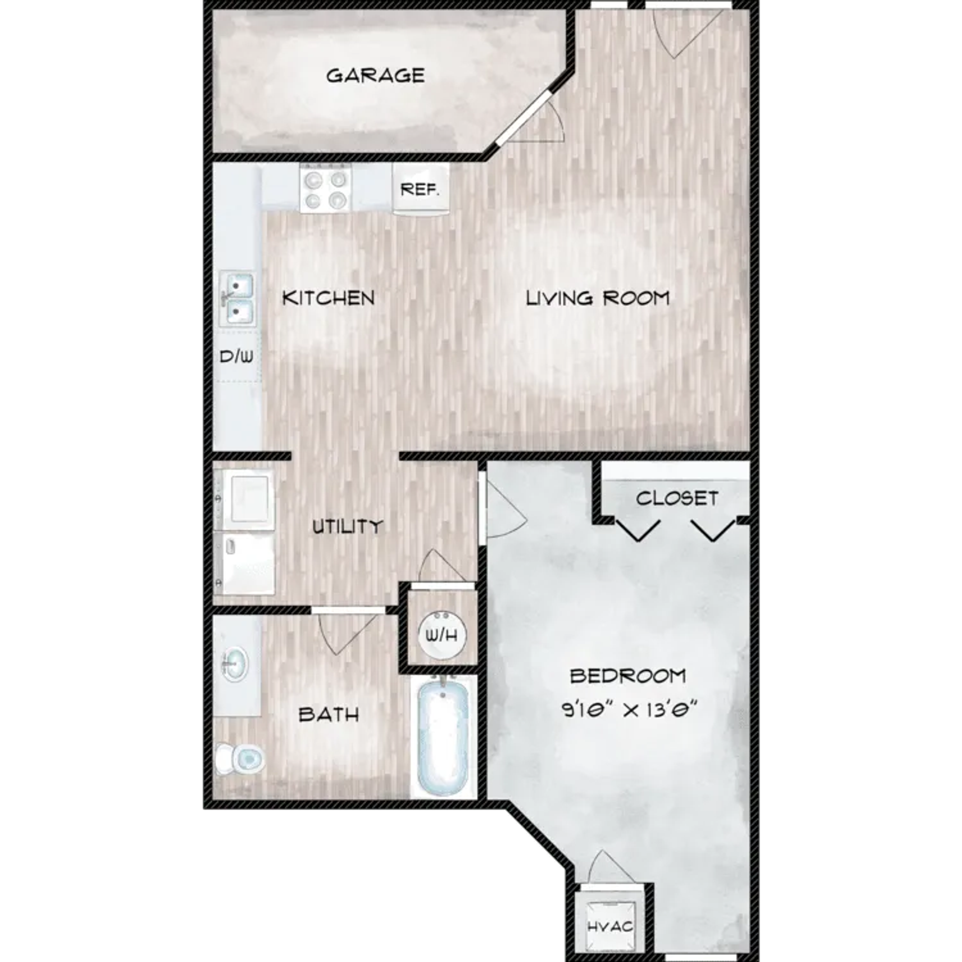 Apartment floorplan for The Groves on Devils Glen in Bettendorf, IA