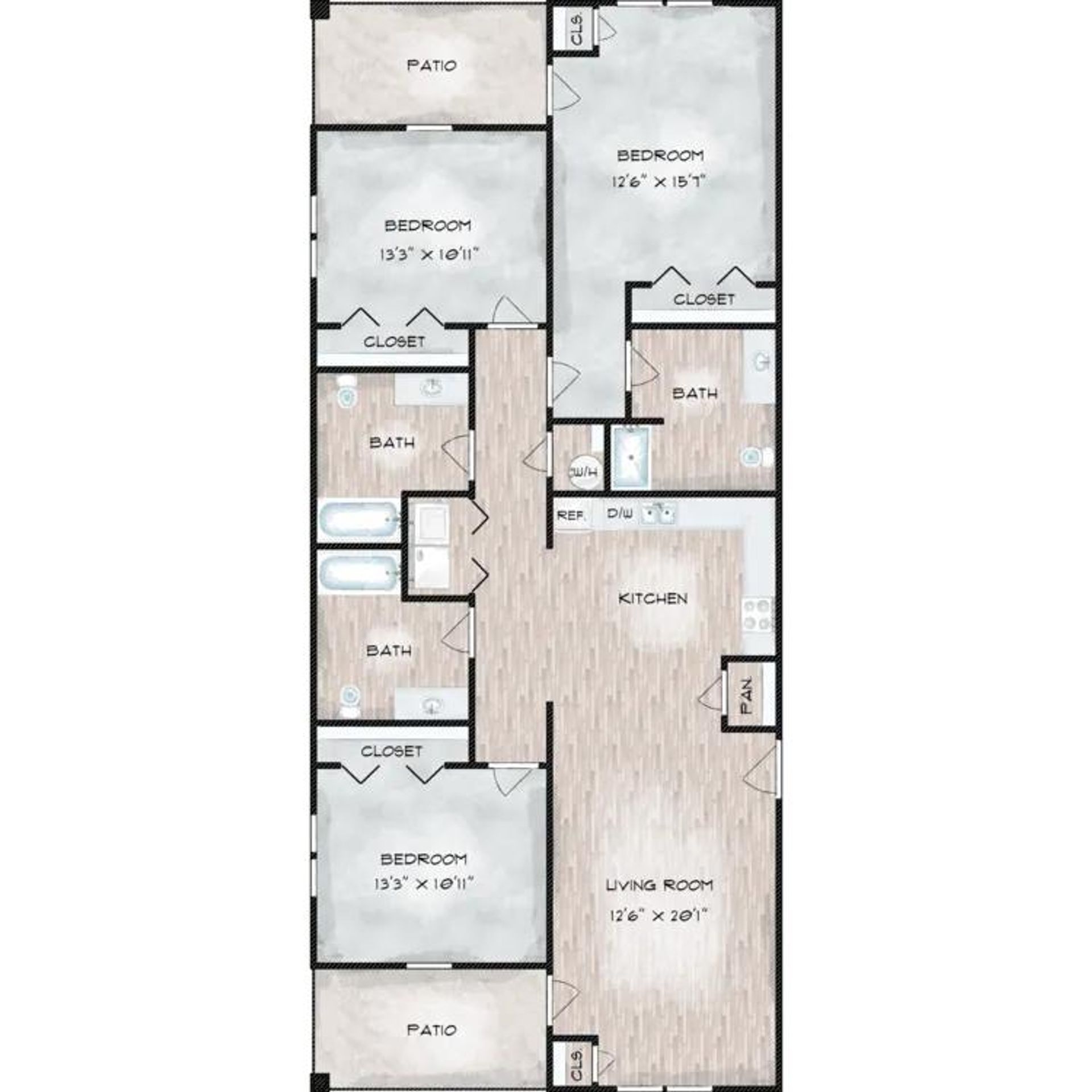Apartment floorplan for The Groves on Devils Glen in Bettendorf, IA