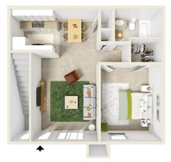 Floor plan icon with a notification badge showing the number 1.