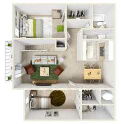 Floor plan with a notification badge displaying the number 