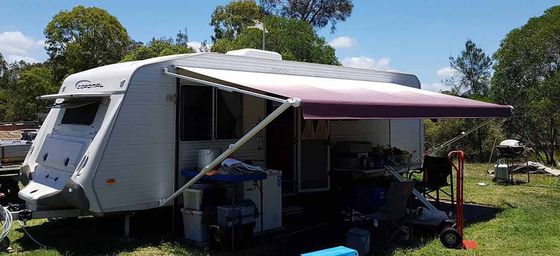 Caravan with Open Awning — Caravan & RV Repair in Bundaberg, QLD