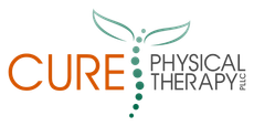 A logo for a company called cure physical therapy.