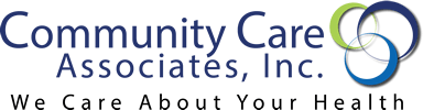 The logo for community care associates inc. says we care about your health