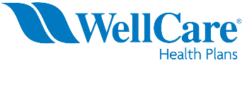 A blue and white logo for wellcare health plans