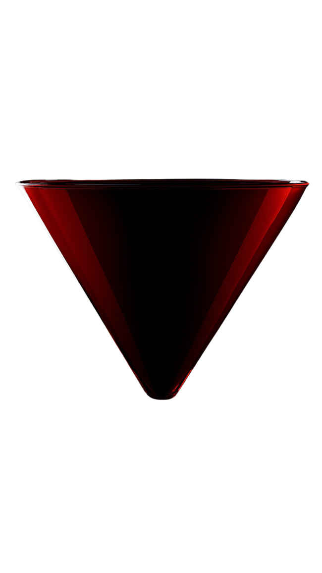 Um triângulo vermelho e preto em um fundo branco.
