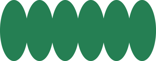 A row of green circles on a white background.