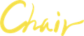 椅子這個字是在白色背景上用黃色寫的。