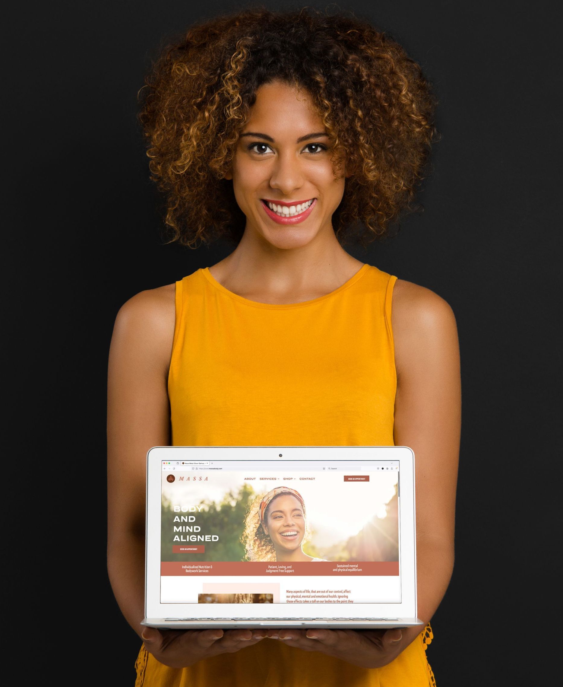 Woman holding computer