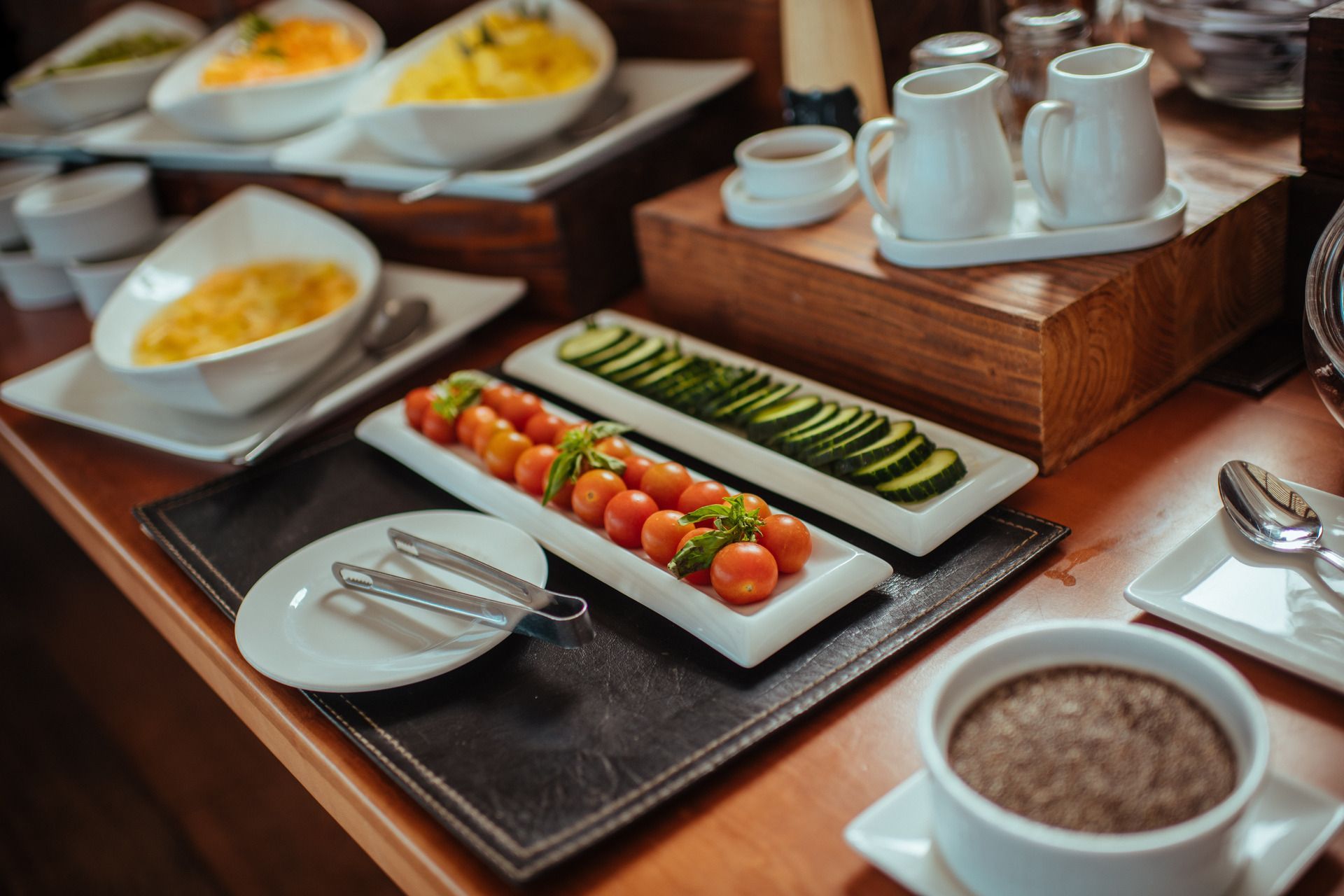 There are many different types of food on the table.