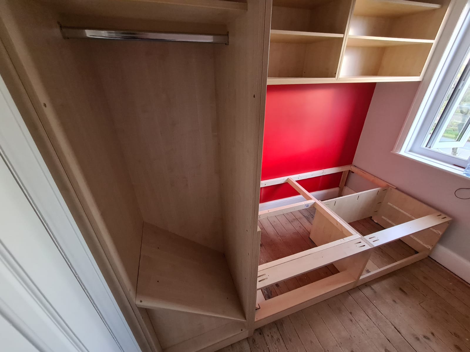 Wardrobe Over The Stairs Bulkhead With A Cabin Bed And TopBox Storage