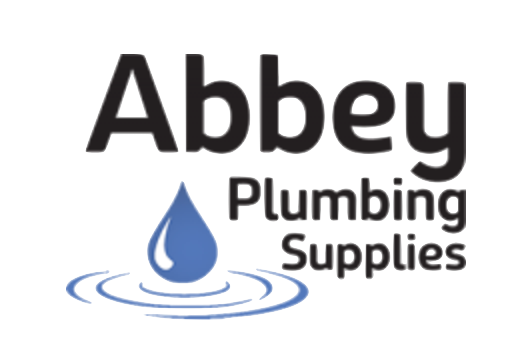 A logo for abbey plumbing supplies with a drop of water