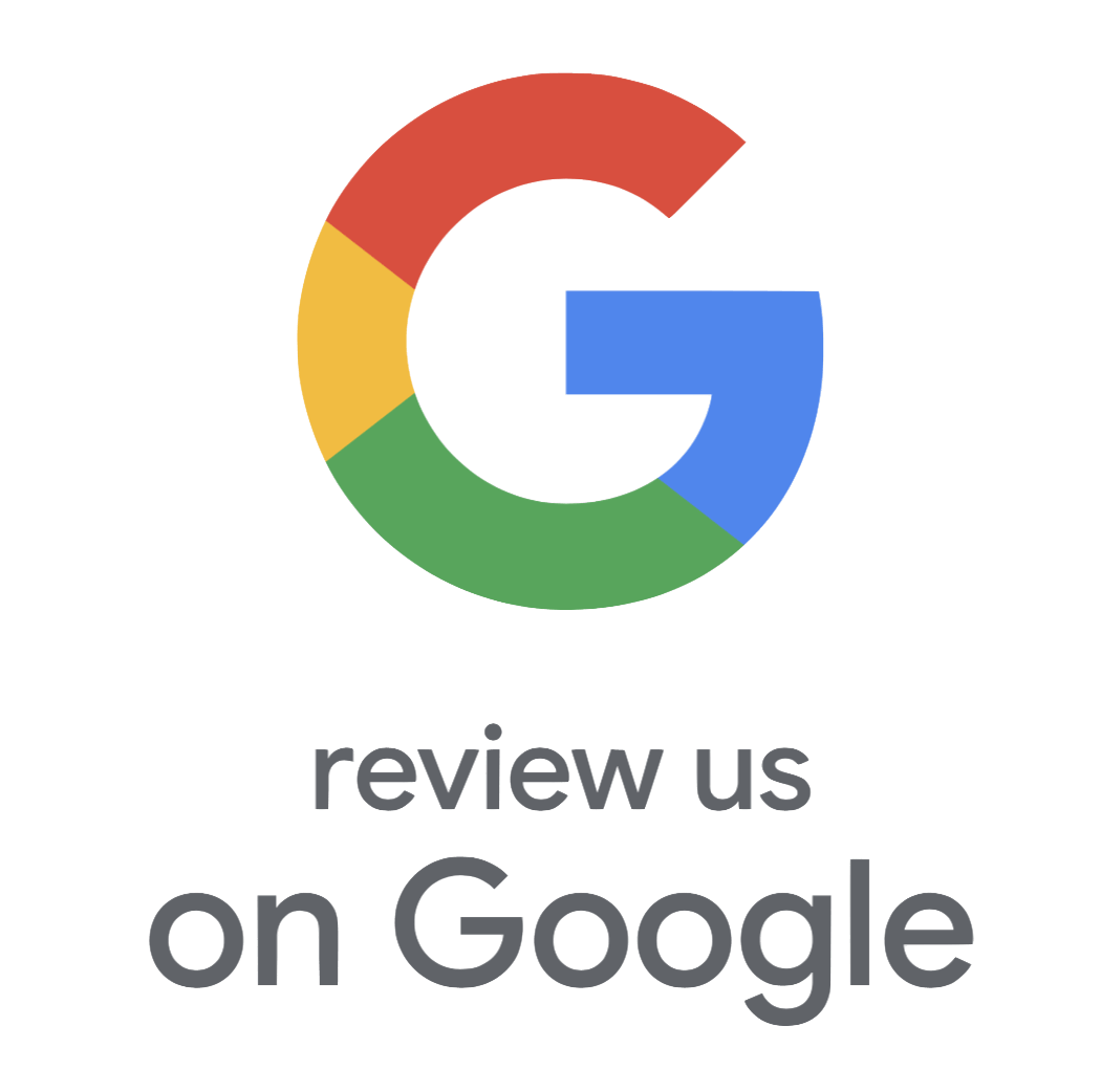 A google logo that says `` review us on google ''.