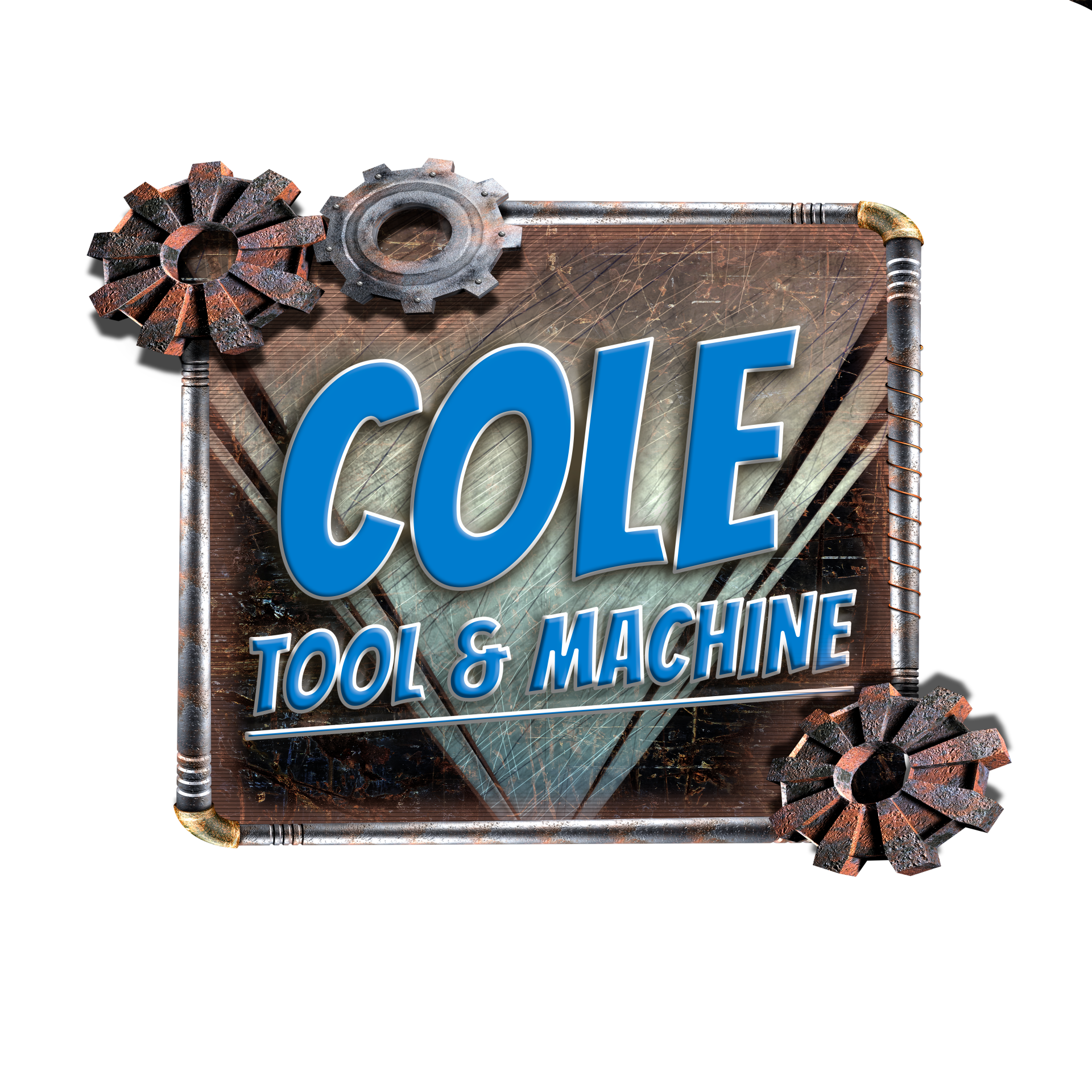 A logo for cole tool and machine with gears on it
