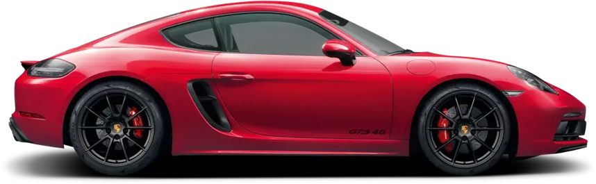 a red porsche 911 gt3 40 is shown from the side on a white background .