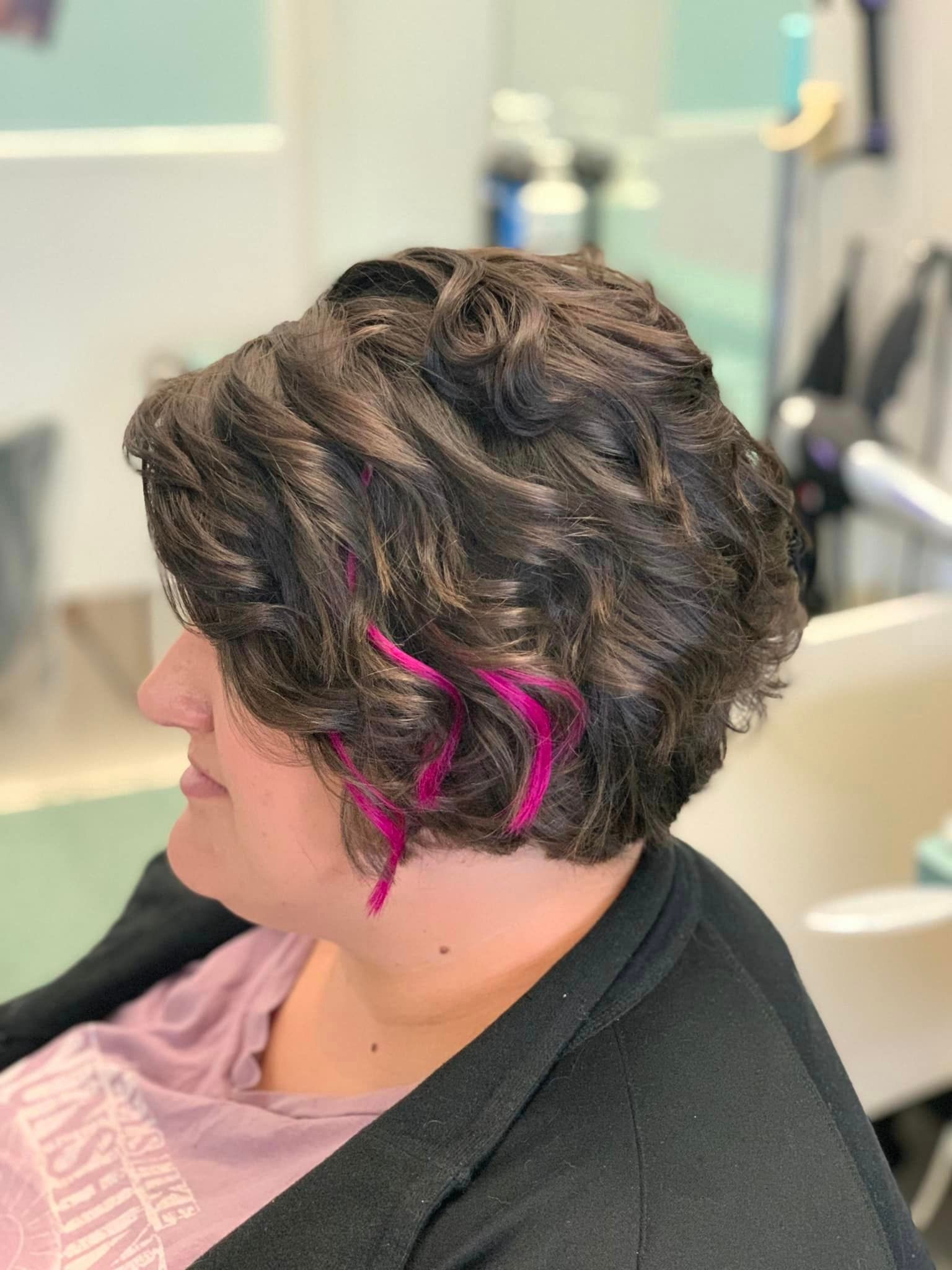 Hair with pink extension — Grandville, MI — Ultra Hair