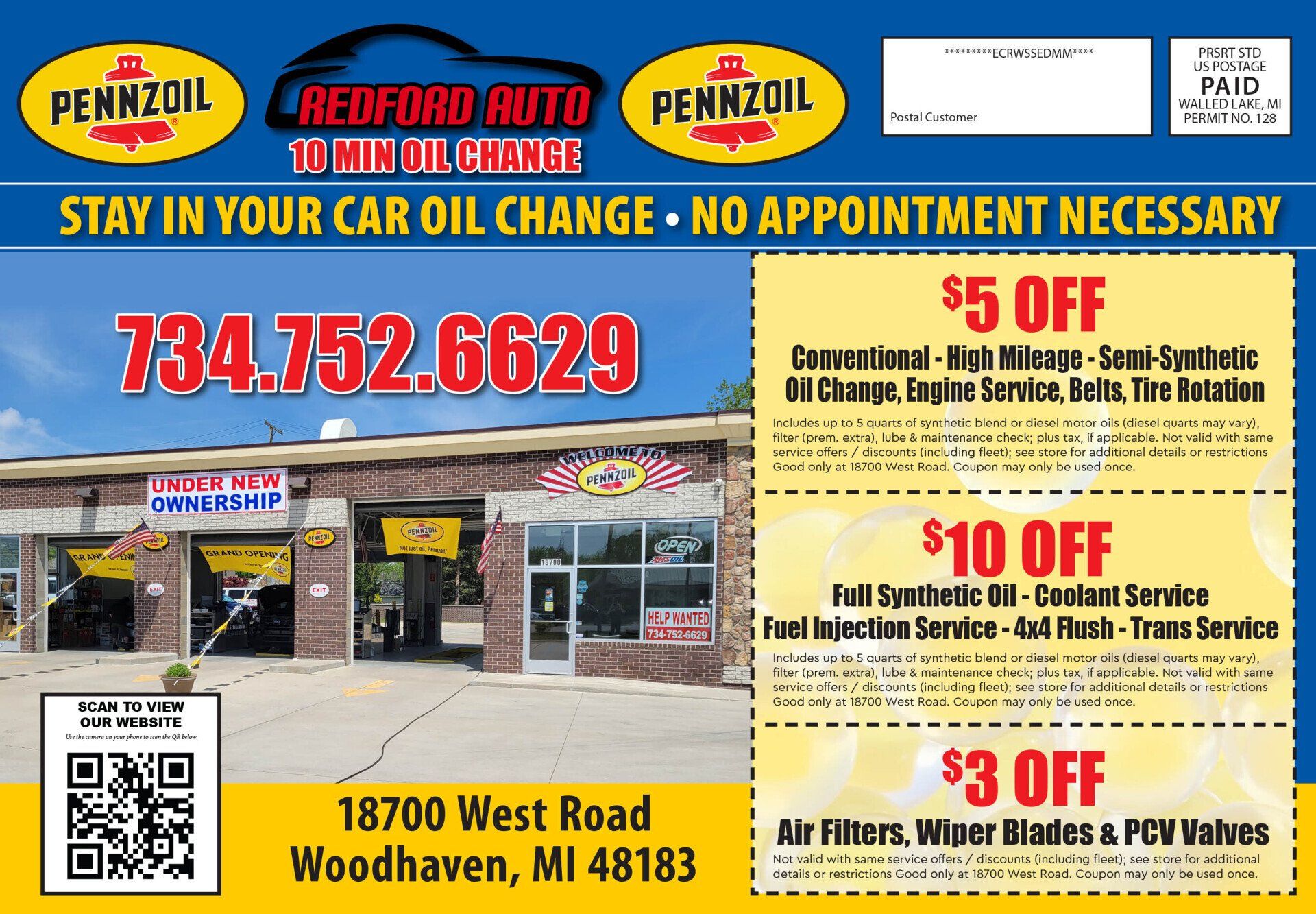 A flyer for redford auto in woodhaven mi