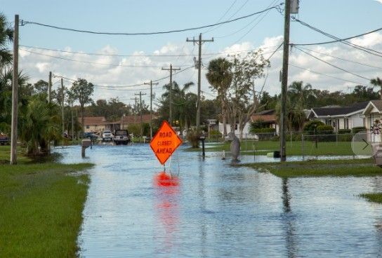 A flooded street after storm