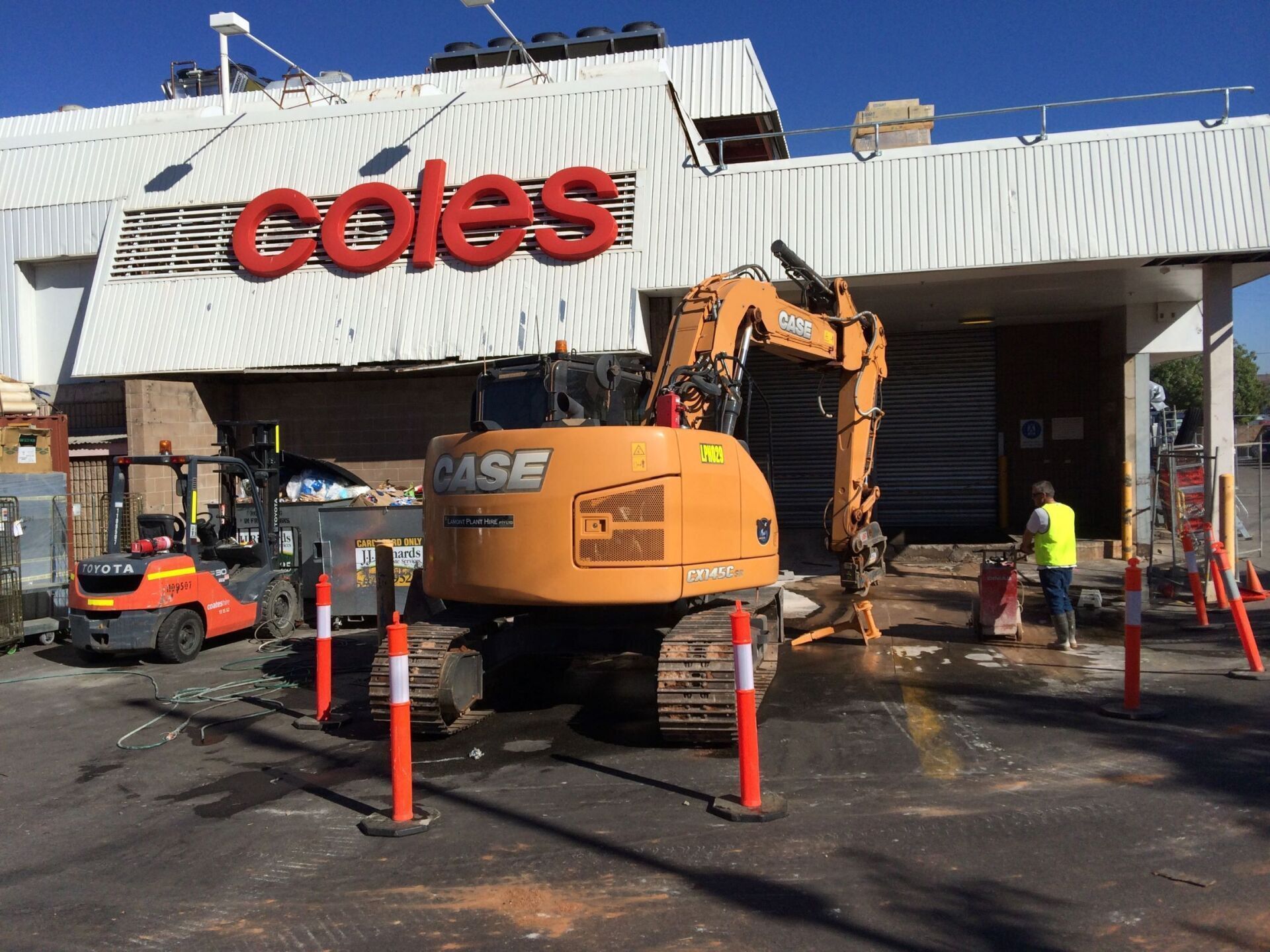 Demolition of a Coles supermarket with an excavator, and forklift — Lamont Civil Services Pty Ltd In Townview, QLD