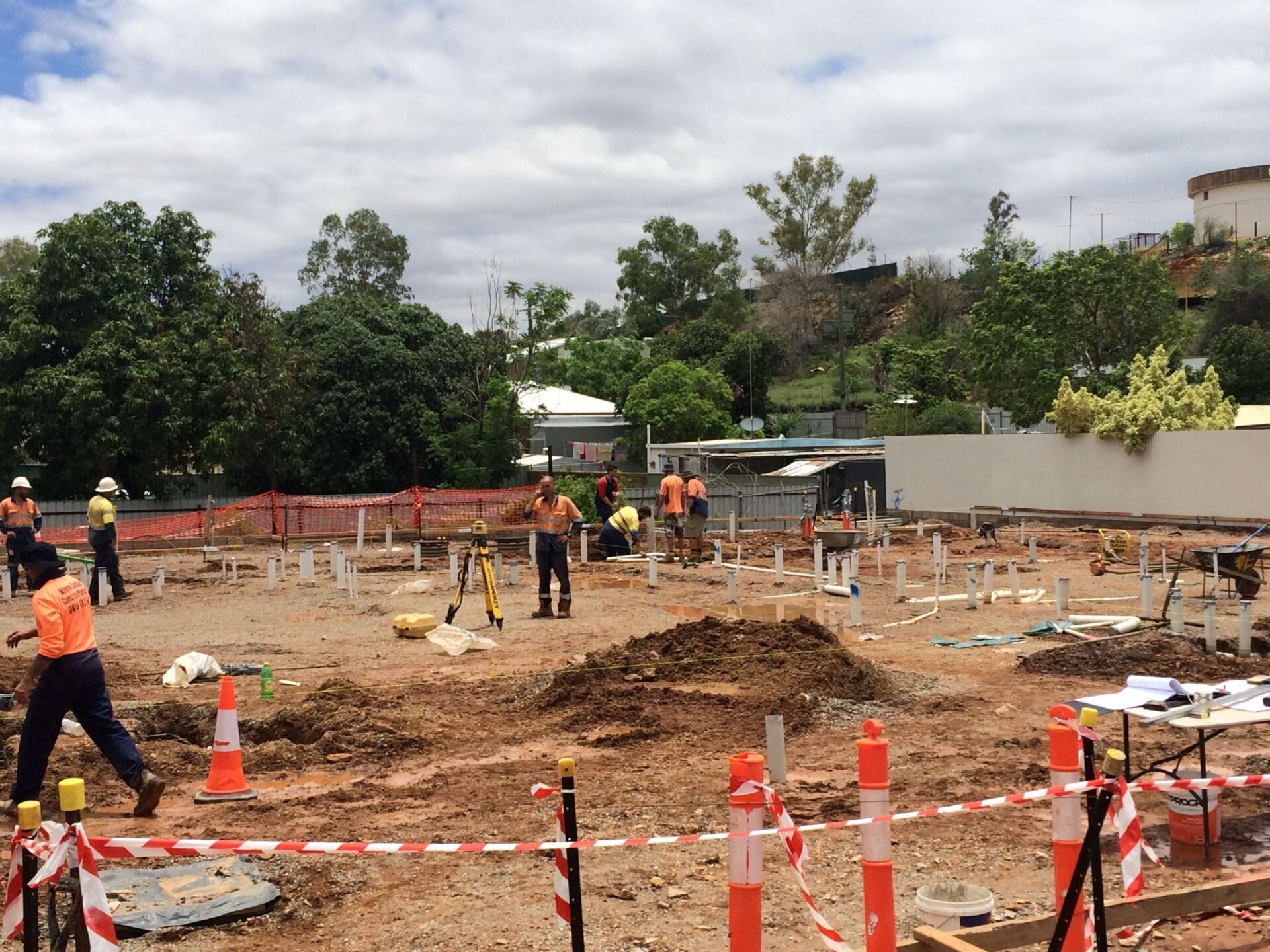 Construction Site With Workers In Orange And Yellow Vests — Lamont Civil Services Pty Ltd In Townview, QLD