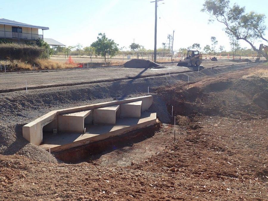 Concrete Culvert Under Construction on Dirt Road — Lamont Civil Services Pty Ltd In Townview, QLD