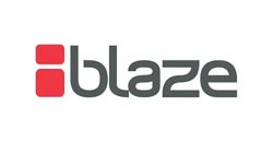 The blaze logo is a red and gray logo on a white background.