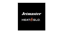 A black and white logo for jetmaster heat & glo.