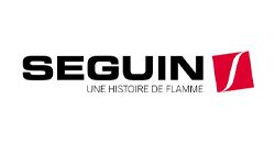 A logo for seguin une histoire de flamme on a white background.