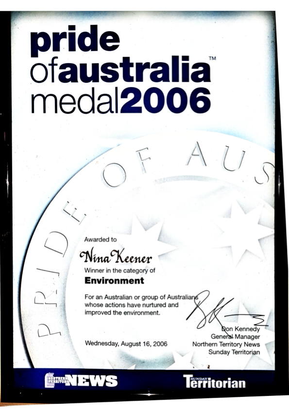 A picture of a pride of australia medal from 2006